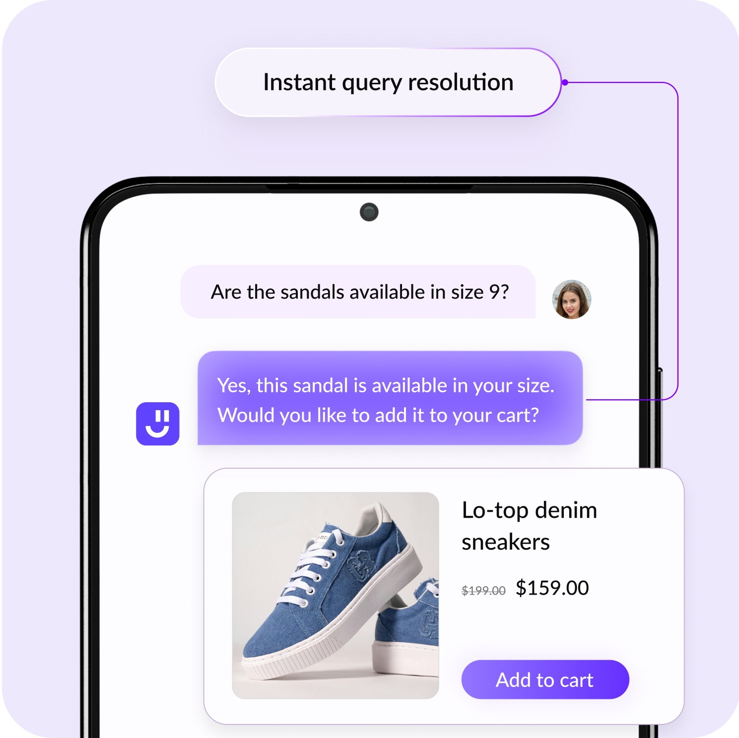 Resolve customer queries in app