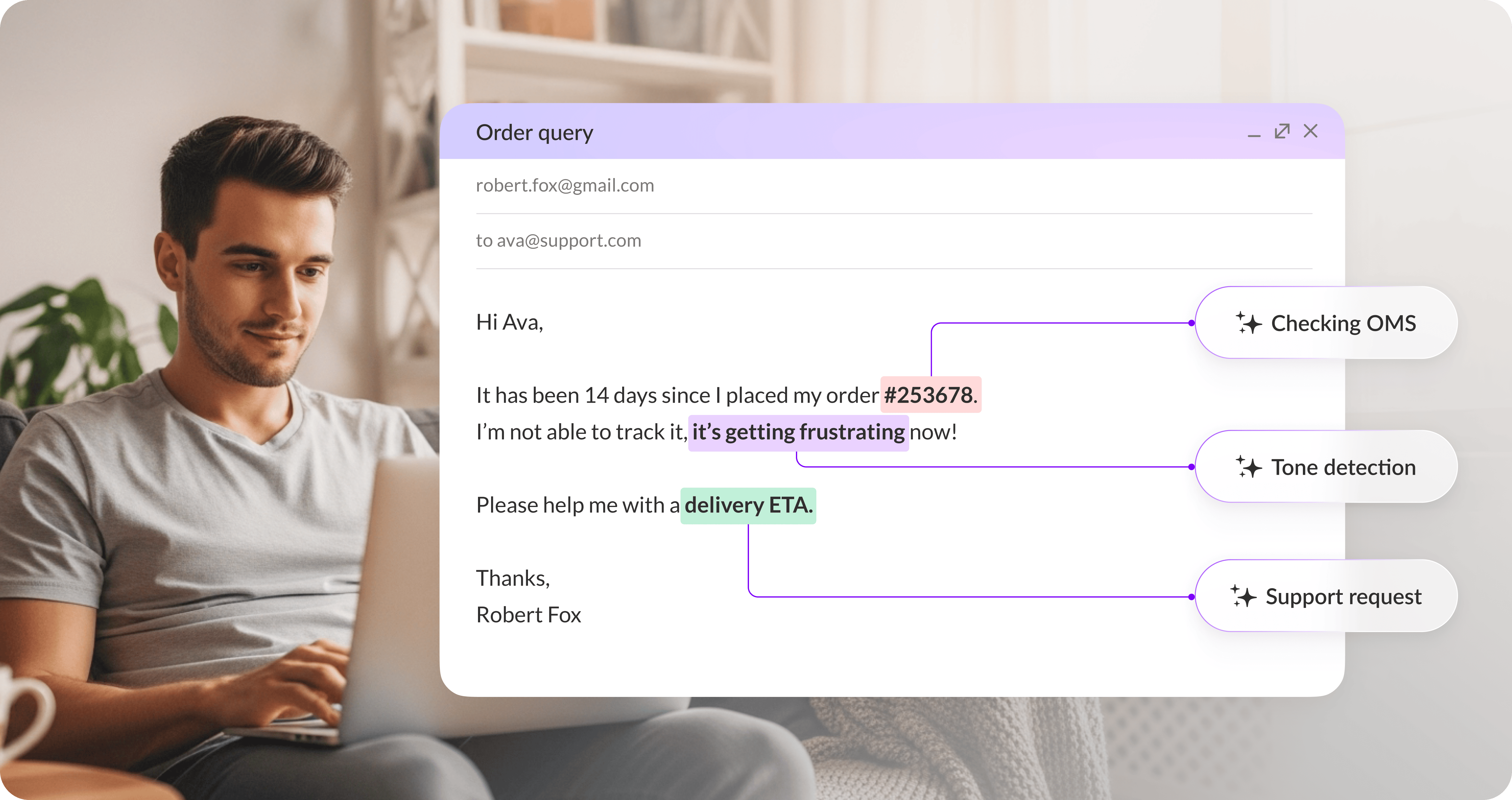 AI email assistant dashboard showing triage and automated replies