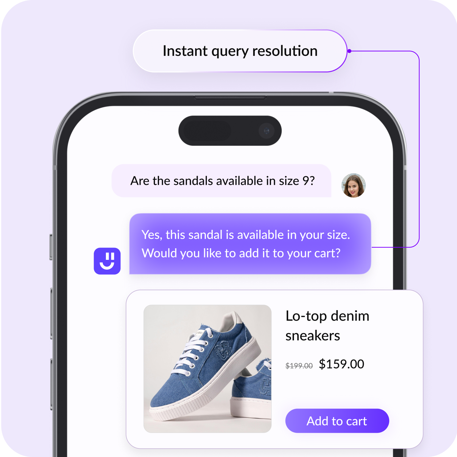 Resolve customer queries in app