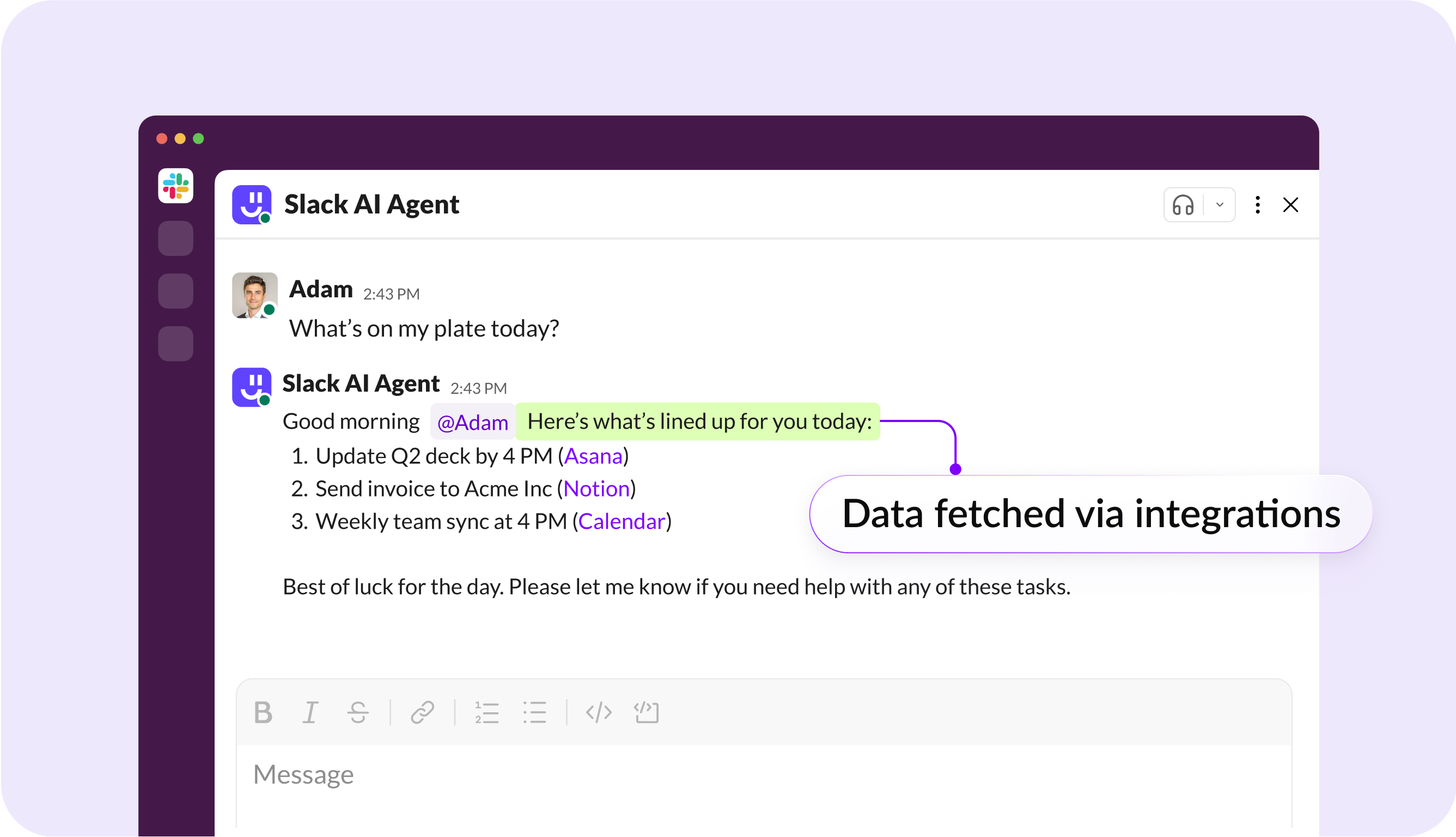 Smart AI assistance for Slack