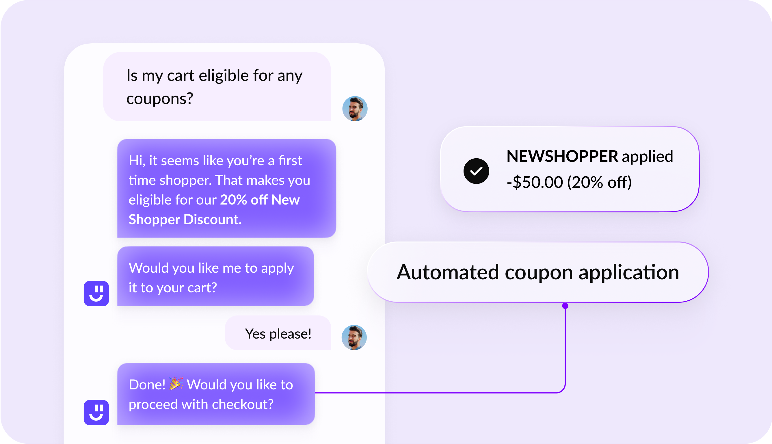 Automate actions from website chat