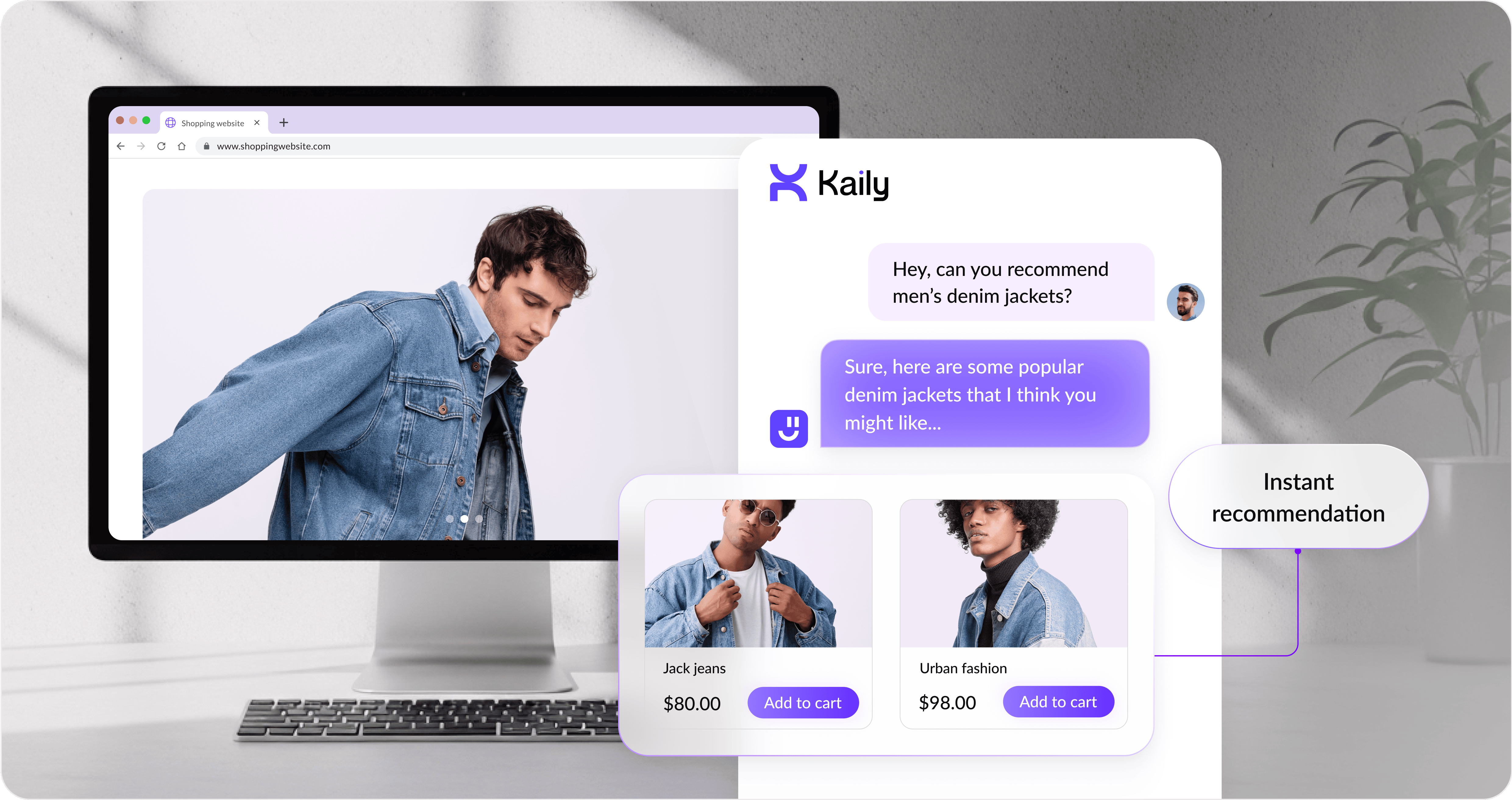 AI website chatbot dashboard showing customer support, lead capture, and shopping assistance
