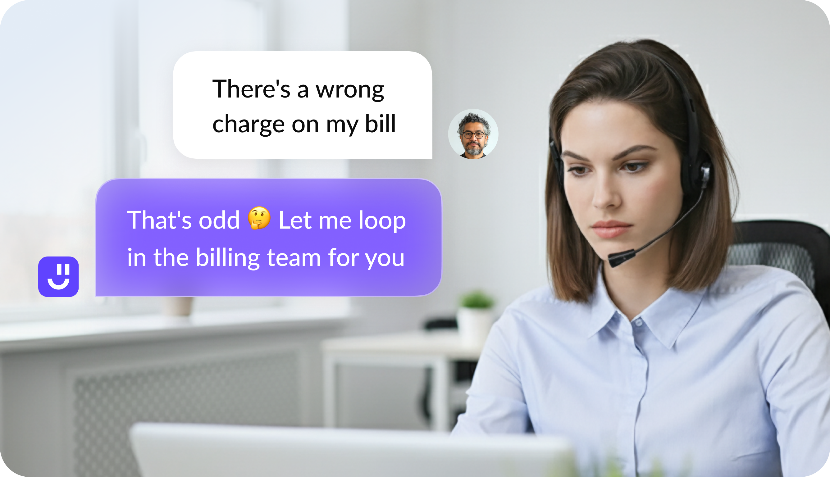 Support assistant interface for banking and insurance