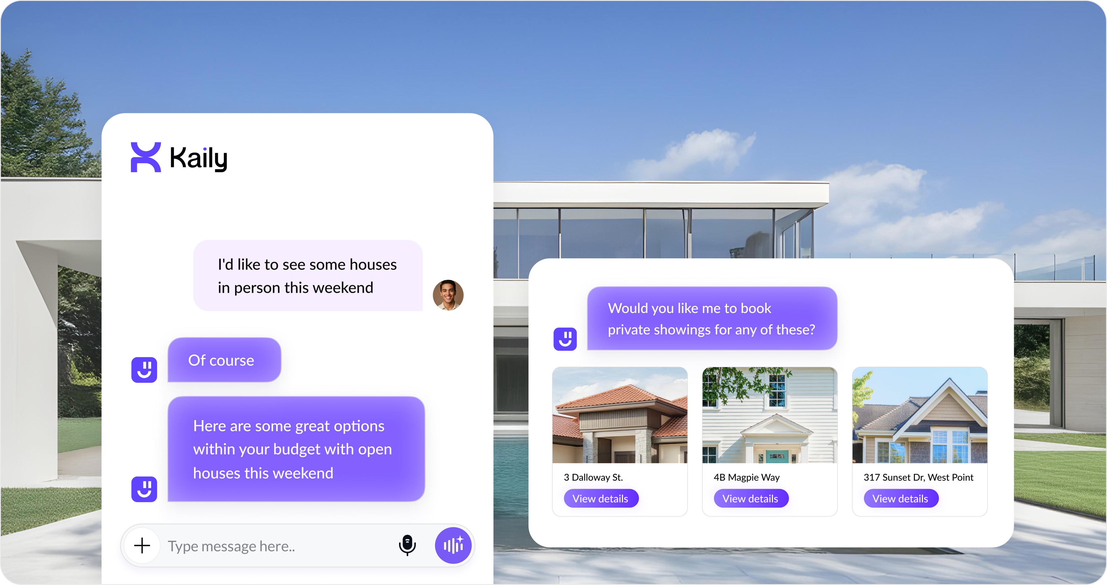 Real estate AI assistant with property recommendations and chat support