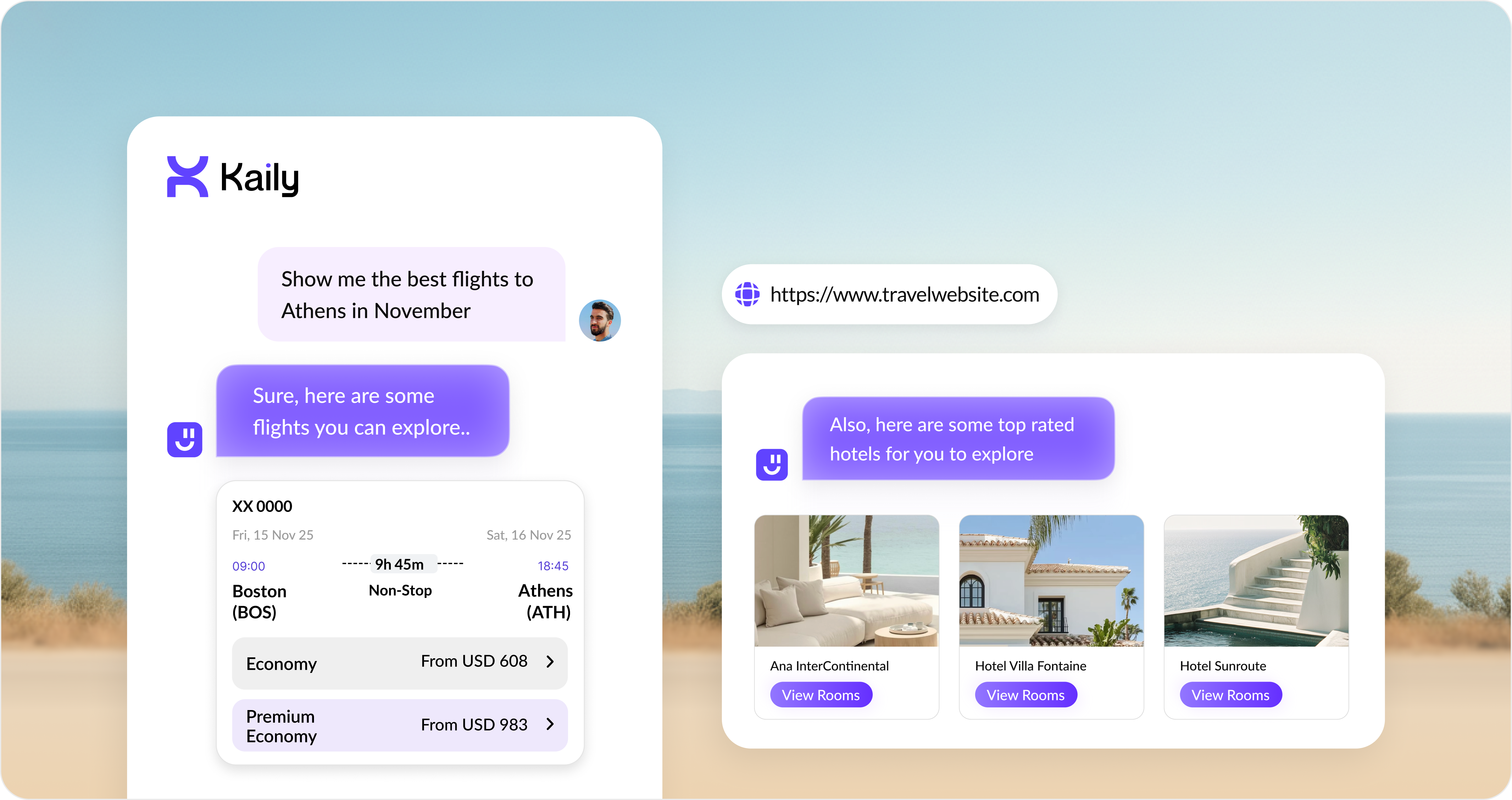 Travel and hospitality AI assistant with booking recommendations